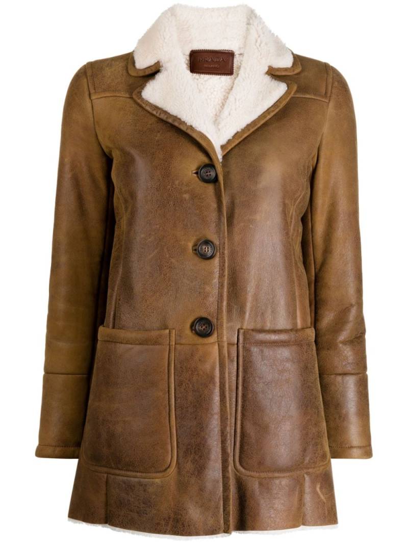 Prada Pre-Owned button-front shearling jacket - Brown von Prada Pre-Owned