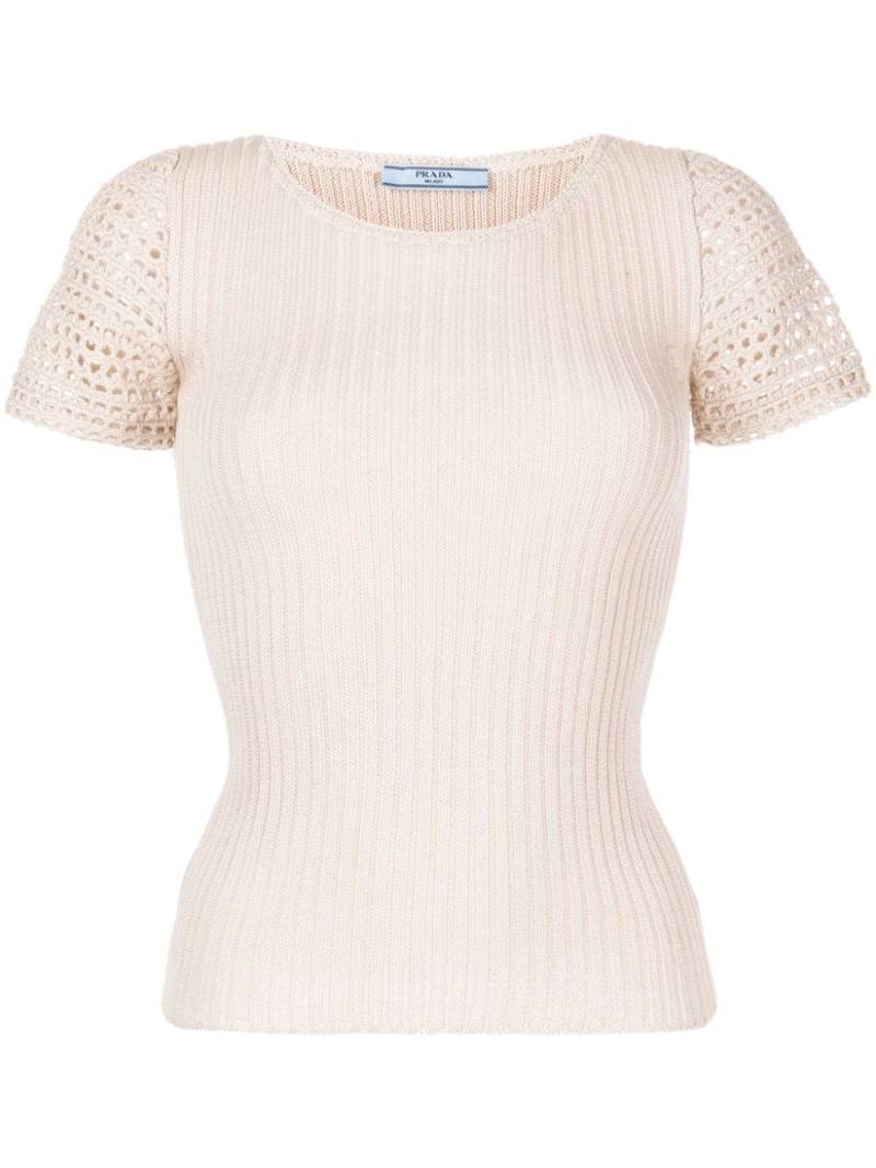 Prada Pre-Owned crochet-detailed knit top - Neutrals von Prada Pre-Owned