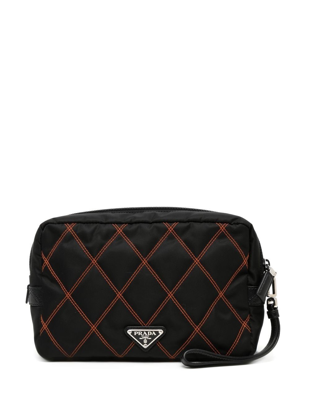 Prada Pre-Owned diamond-quilted logo plaque clutch - Black von Prada Pre-Owned