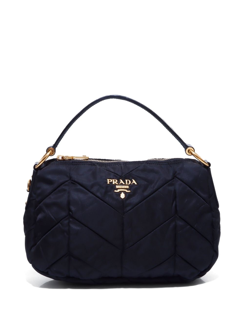 Prada Pre-Owned logo-lettering chevron-quilted handbag - Black von Prada Pre-Owned