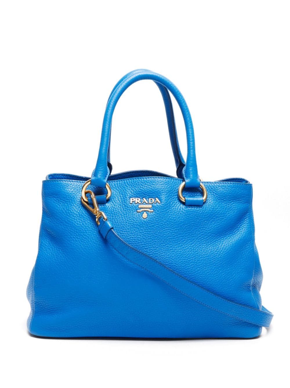 Prada Pre-Owned logo-lettering leather handbag - Blue von Prada Pre-Owned