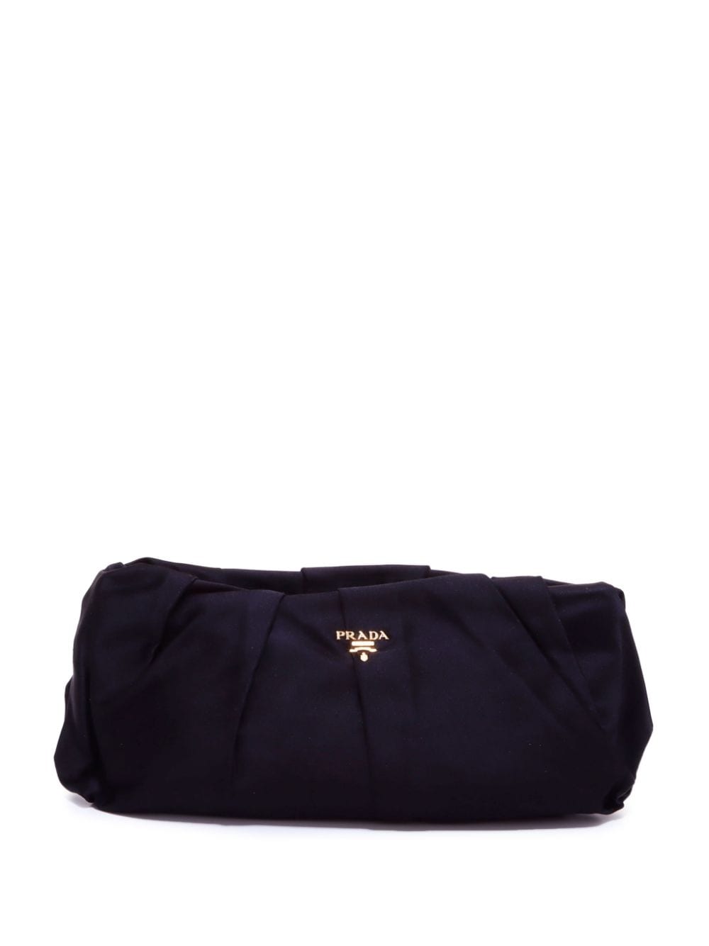 Prada Pre-Owned logo-lettering satin clutch bag - Black von Prada Pre-Owned