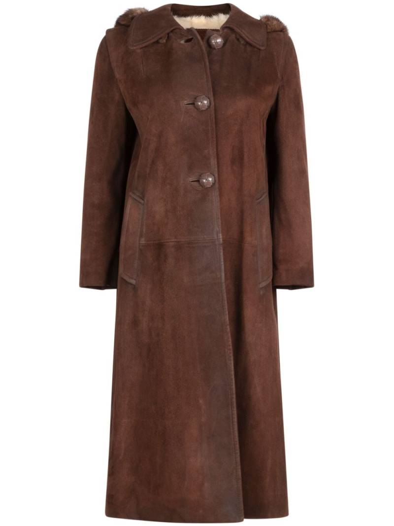 Prada Pre-Owned shearling-hood suede coat - Brown von Prada Pre-Owned