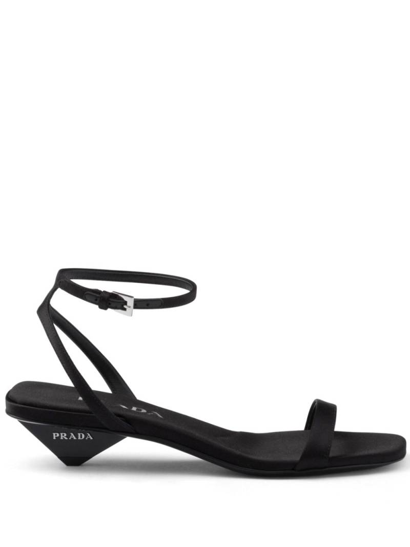 Prada 35mm triangle-heel satin sandals - Black von Prada