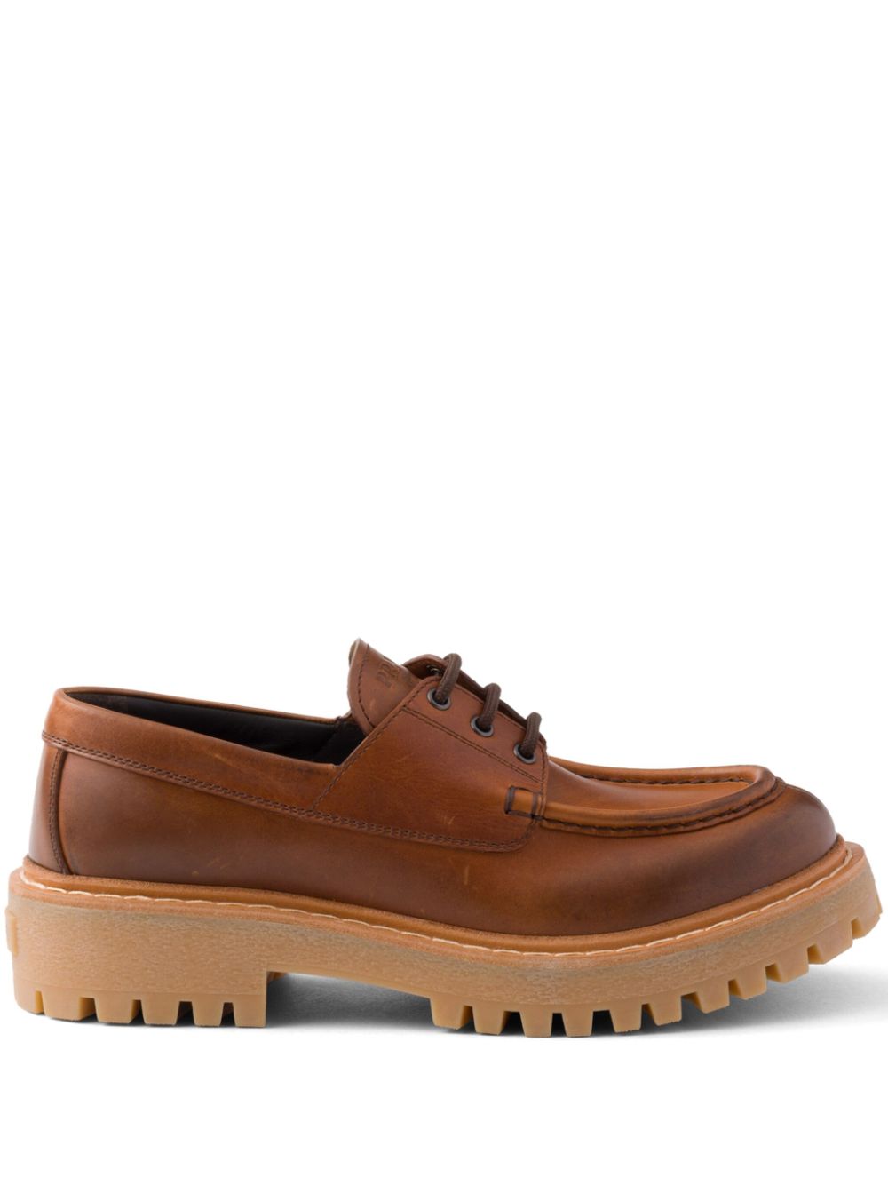 Prada 45mm lace-up leather loafers - Brown von Prada