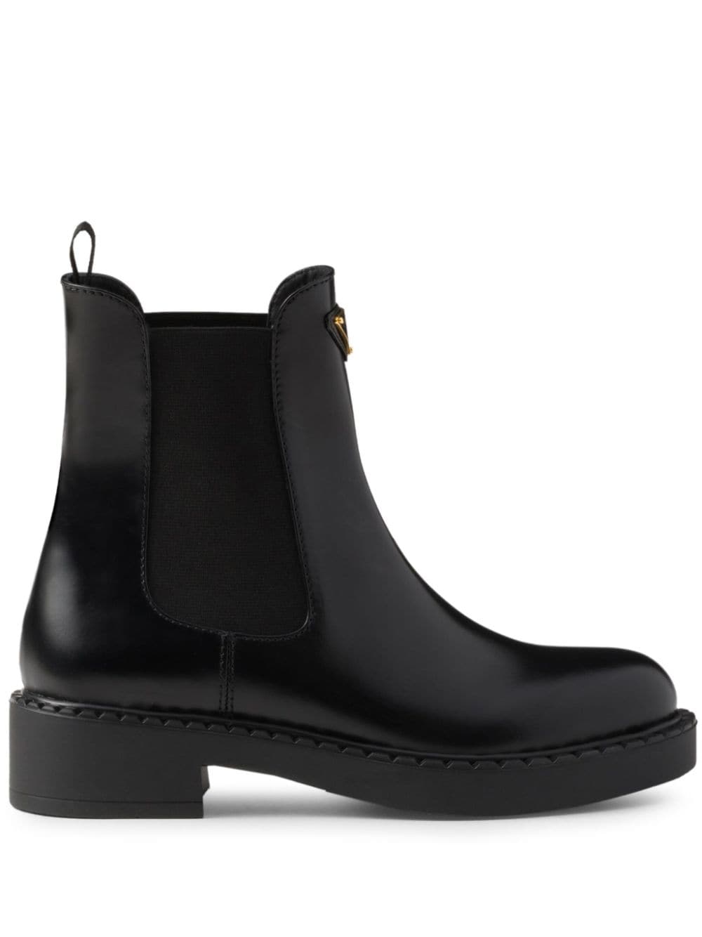 Prada 50mm triangle-logo leather ankle boots - Black von Prada