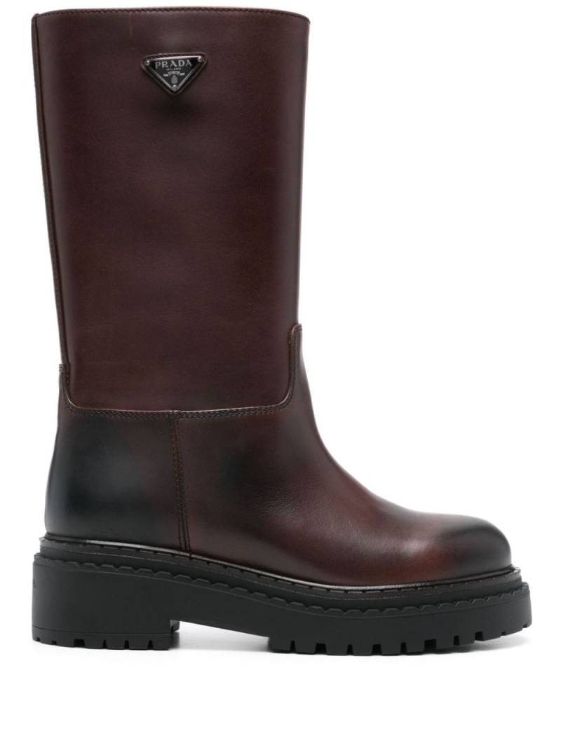 Prada 55mm leather boots - Brown von Prada