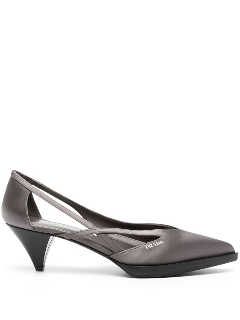 Prada 60mm satin cut-out pumps - Grey von Prada