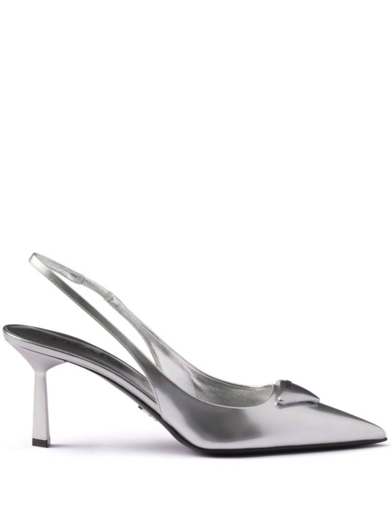 Prada 75mm metallic leather pumps - Silver von Prada