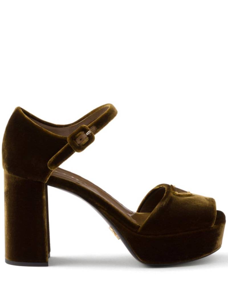 Prada 95mm velvet platform sandals - Brown von Prada