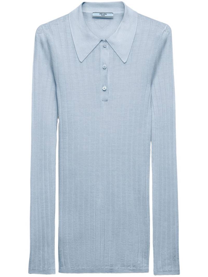 Prada cashmere-silk polo shirt - Blue von Prada