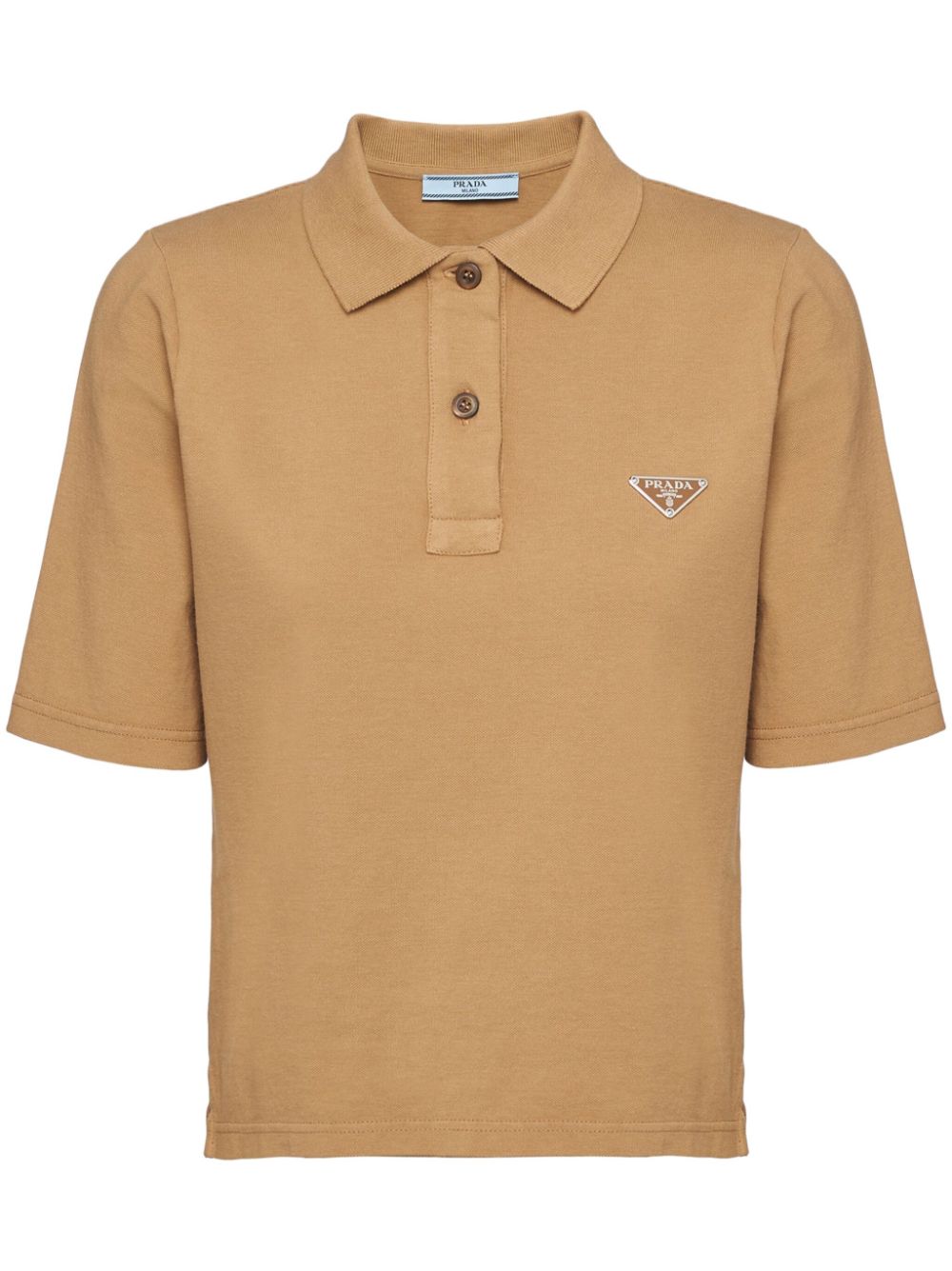 Prada logo-embroidered cotton polo shirt - Brown von Prada