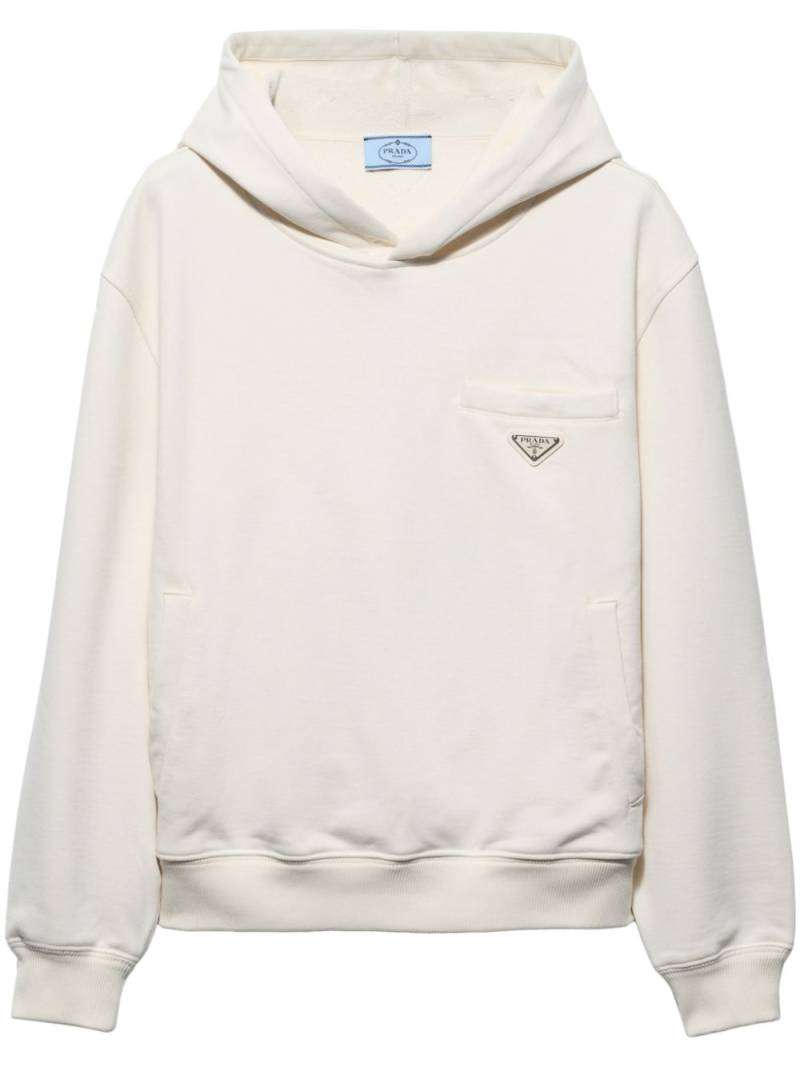 Prada Cotton fleece hoodie - Neutrals von Prada