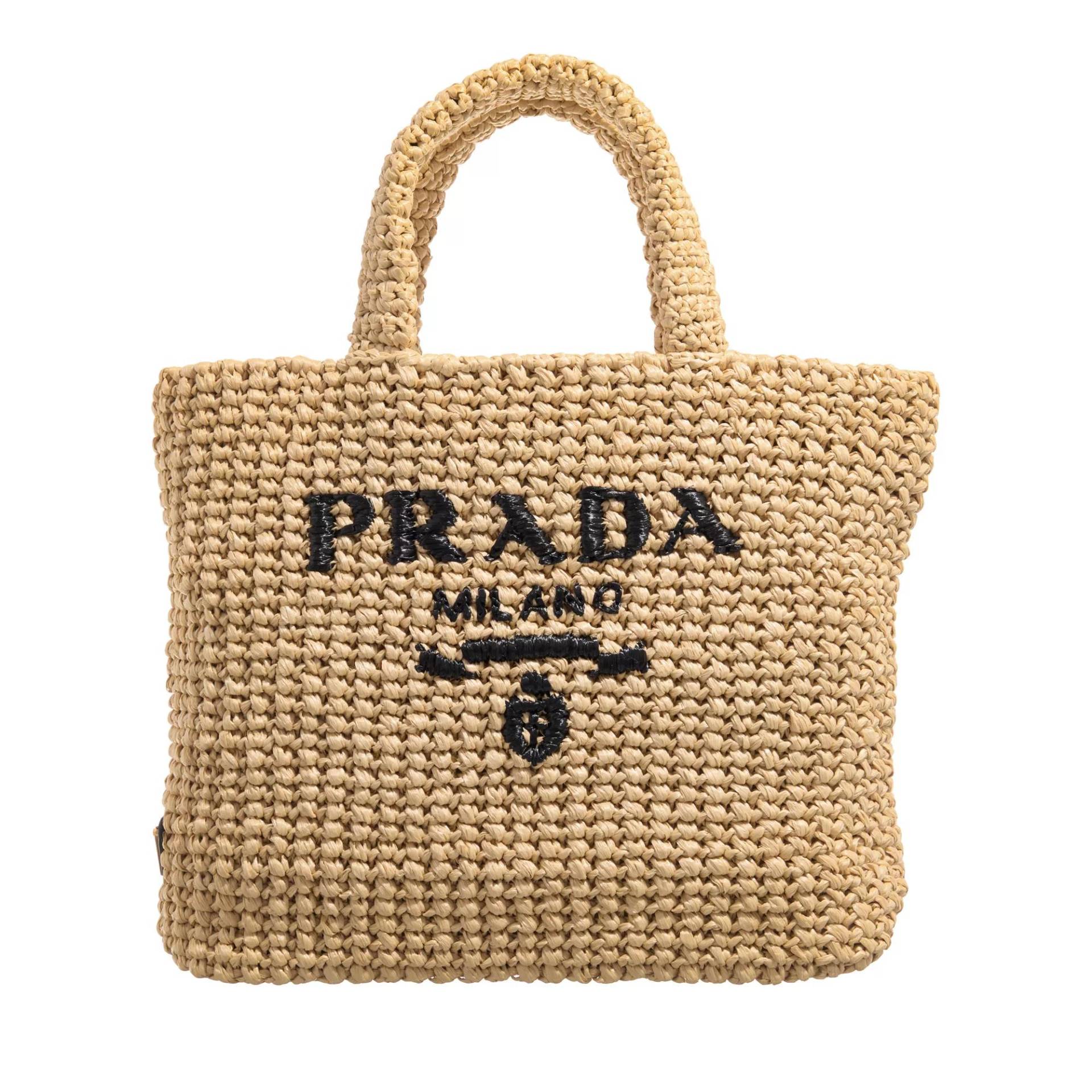 Prada Handtasche - Small Open Double Handle With Contrasting Logo Inl - Gr. unisize - in Beige - für Damen von Prada