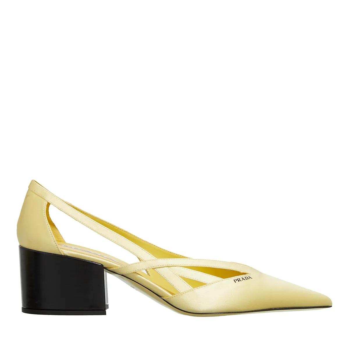 Prada Hohe Schuhe - Satin Pumps With Cut Out - Gr. 37 (EU) - in Gelb - für Damen von Prada