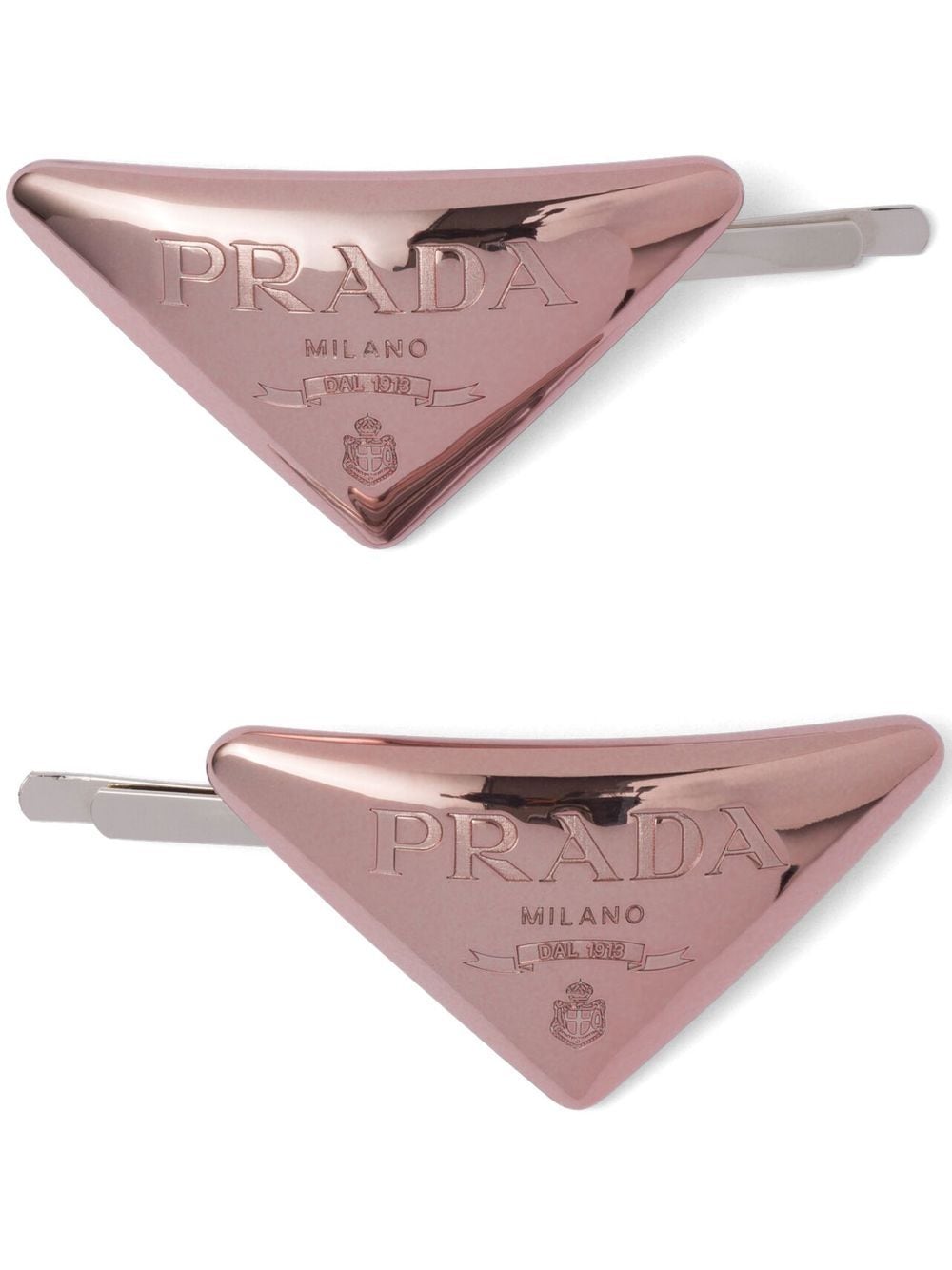 Prada triangle logo hair slides - Pink von Prada