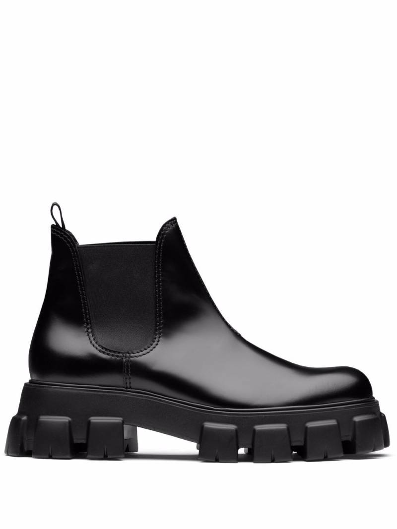 Prada Moonlith brushed leather Chelsea boots - Black von Prada