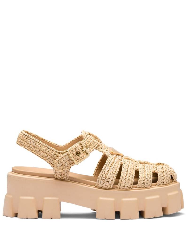 Prada Monolith raffia sandals - Neutrals von Prada