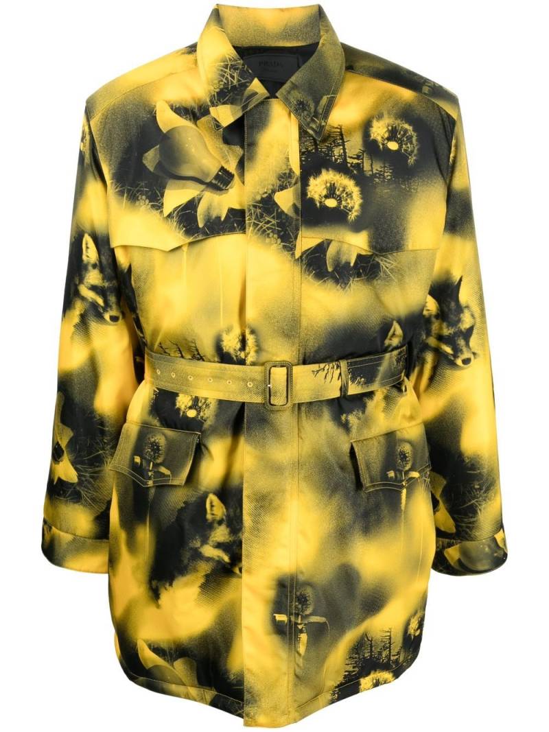 Prada Re-Nylon abstract-printed parka coat - Yellow von Prada