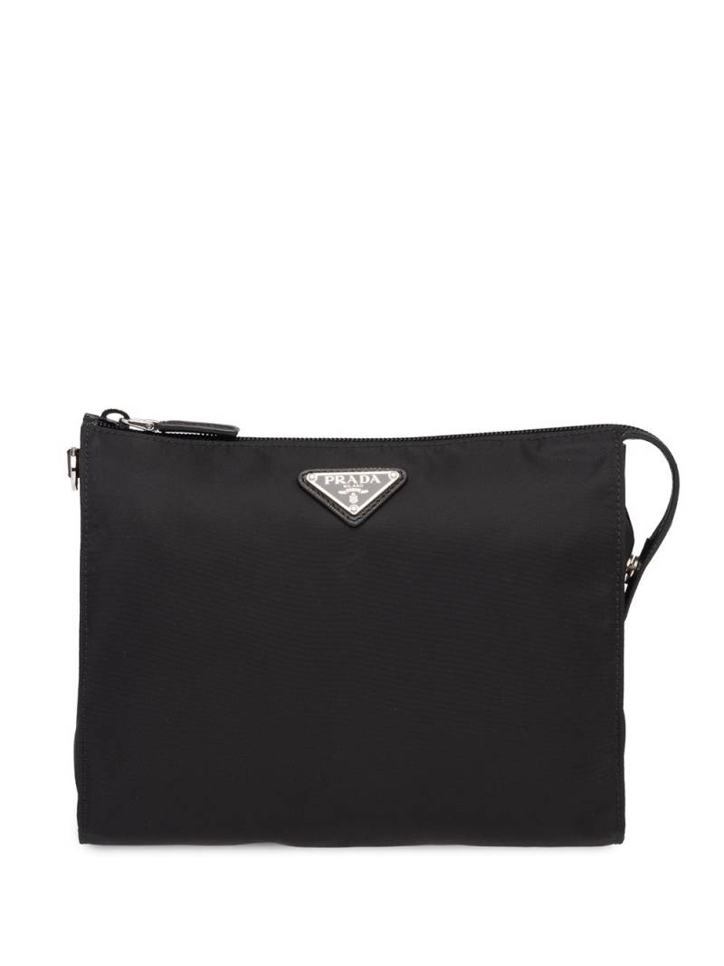 Prada Re-Nylon and Saffiano leather pouch - Black von Prada