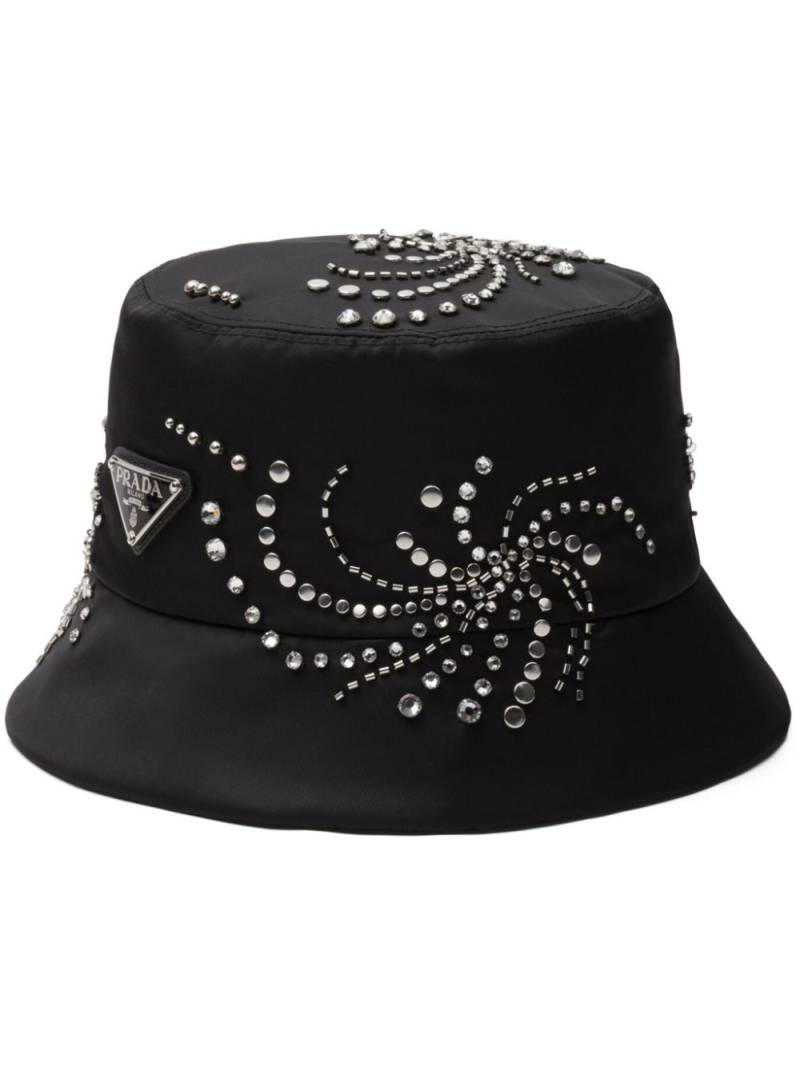 Prada Re-Nylon crystal-embellished bucket hat - Black von Prada