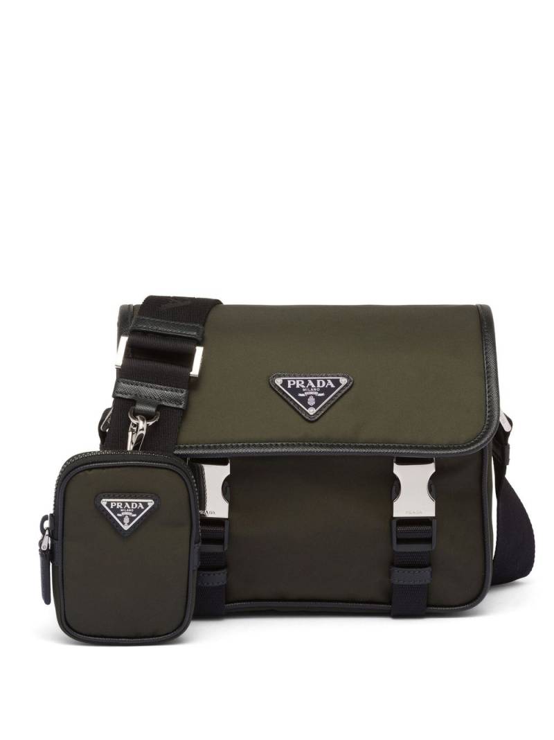 Prada Re-Nylon logo-plaque messenger bag - Green von Prada