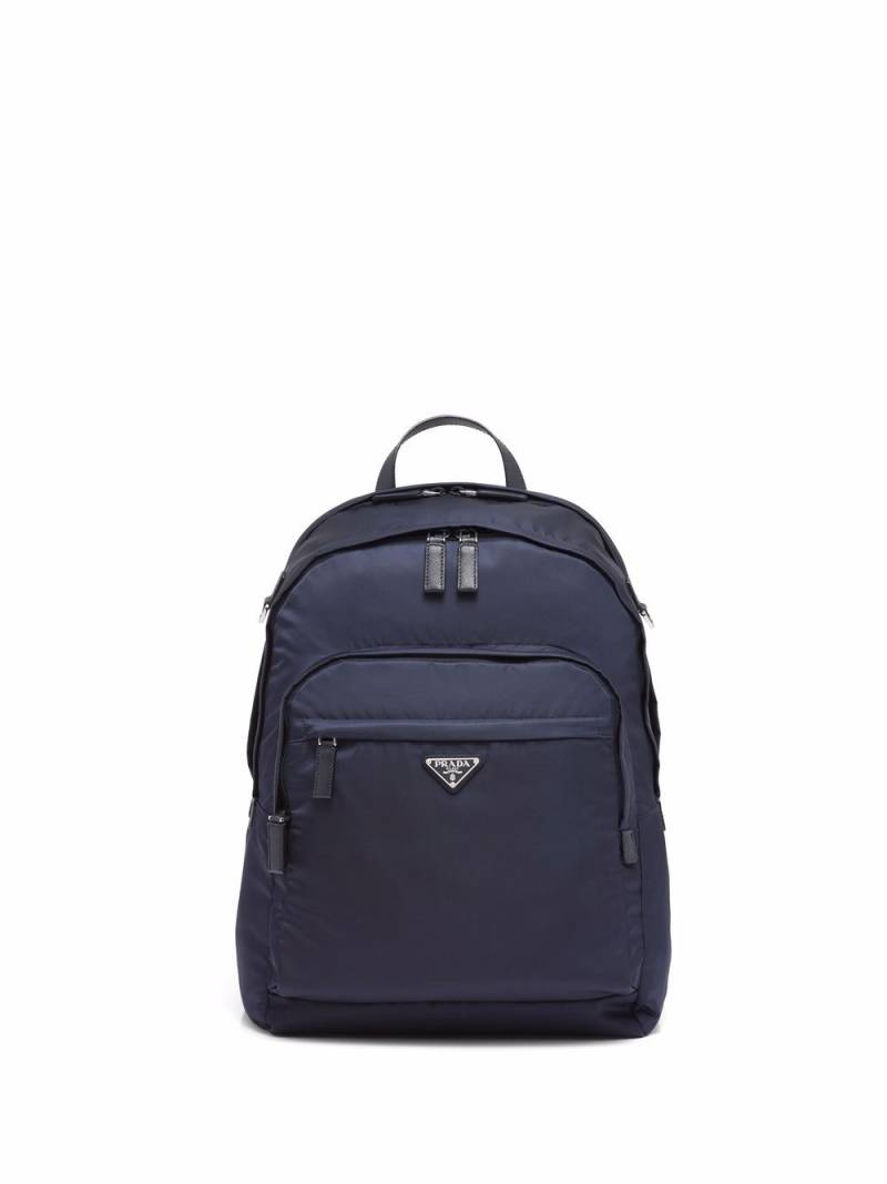 Prada Re-Nylon triangle logo backpack - Blue von Prada