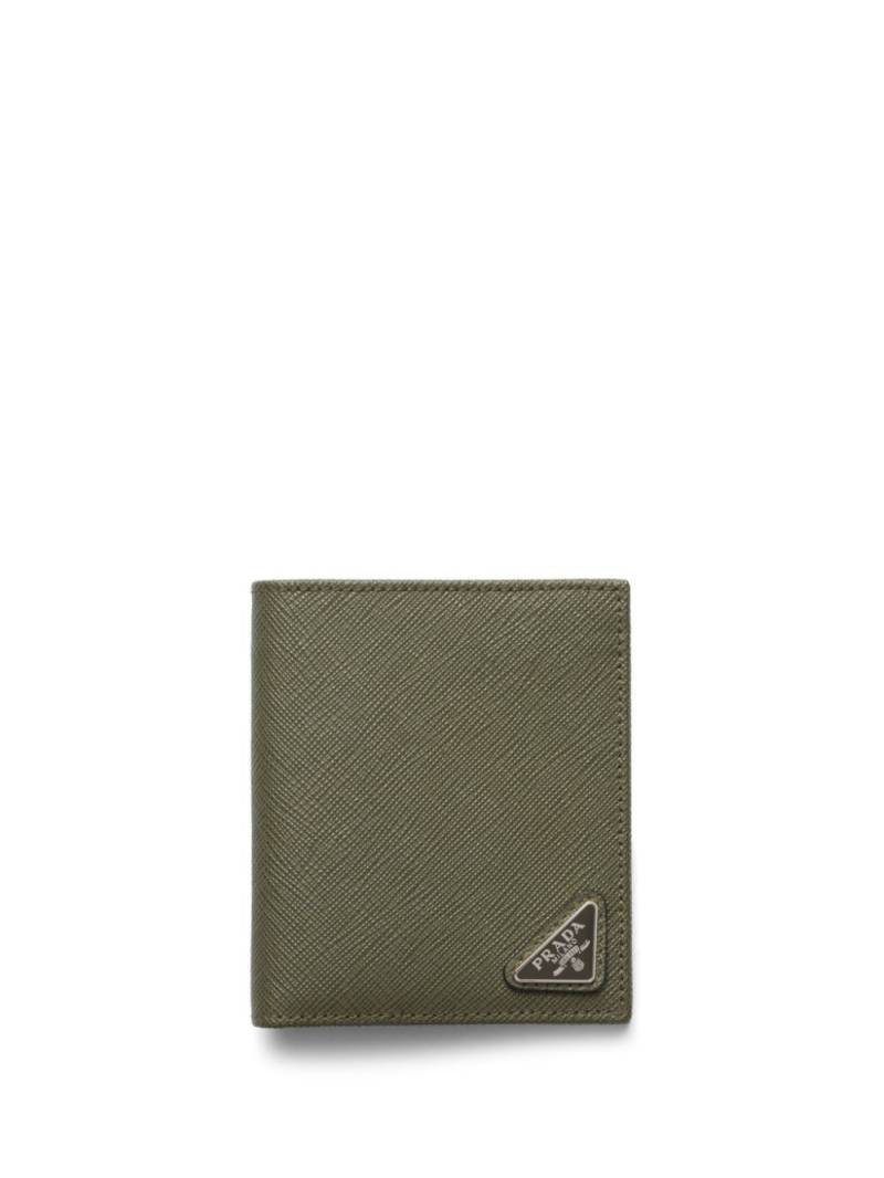 Prada Saffiano leather logo-plaque wallet - Green von Prada