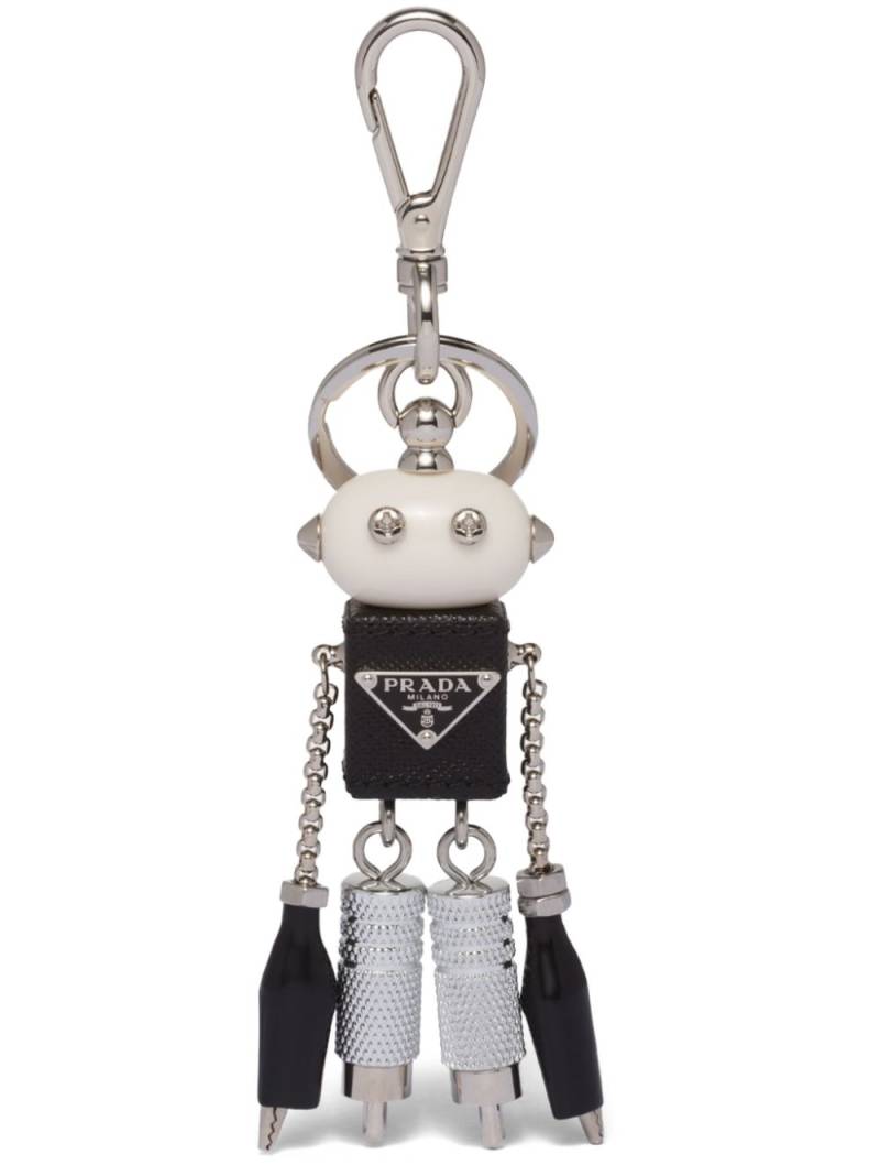 Prada Saffiano-leather robot keychain trick - Black von Prada