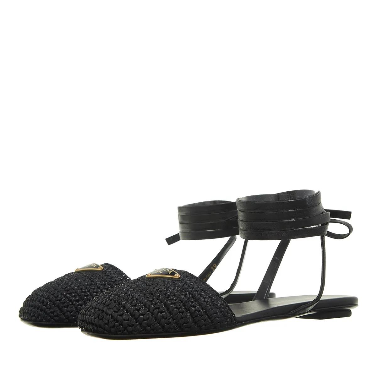 Prada Sandalen - Logo Plaque Tie-Fastened Sandals - Gr. 37 (EU) - in Schwarz - für Damen von Prada