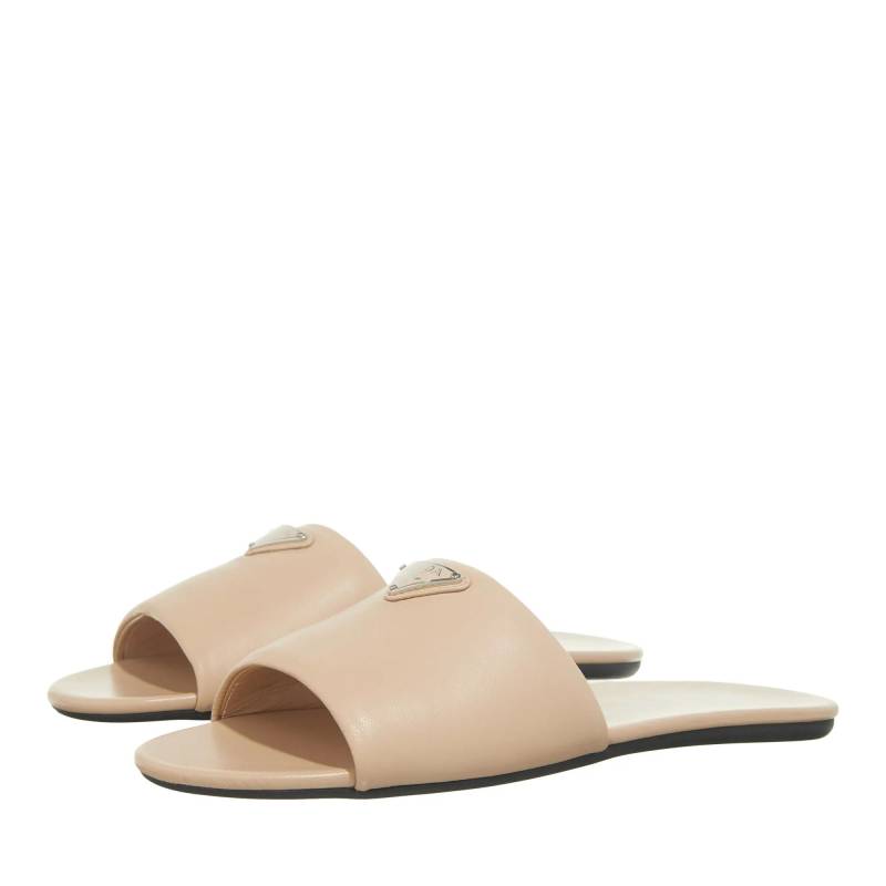 Prada Sandalen - Triangle Logo Slip On Sandals - Gr. 37 (EU) - in Beige - für Damen von Prada