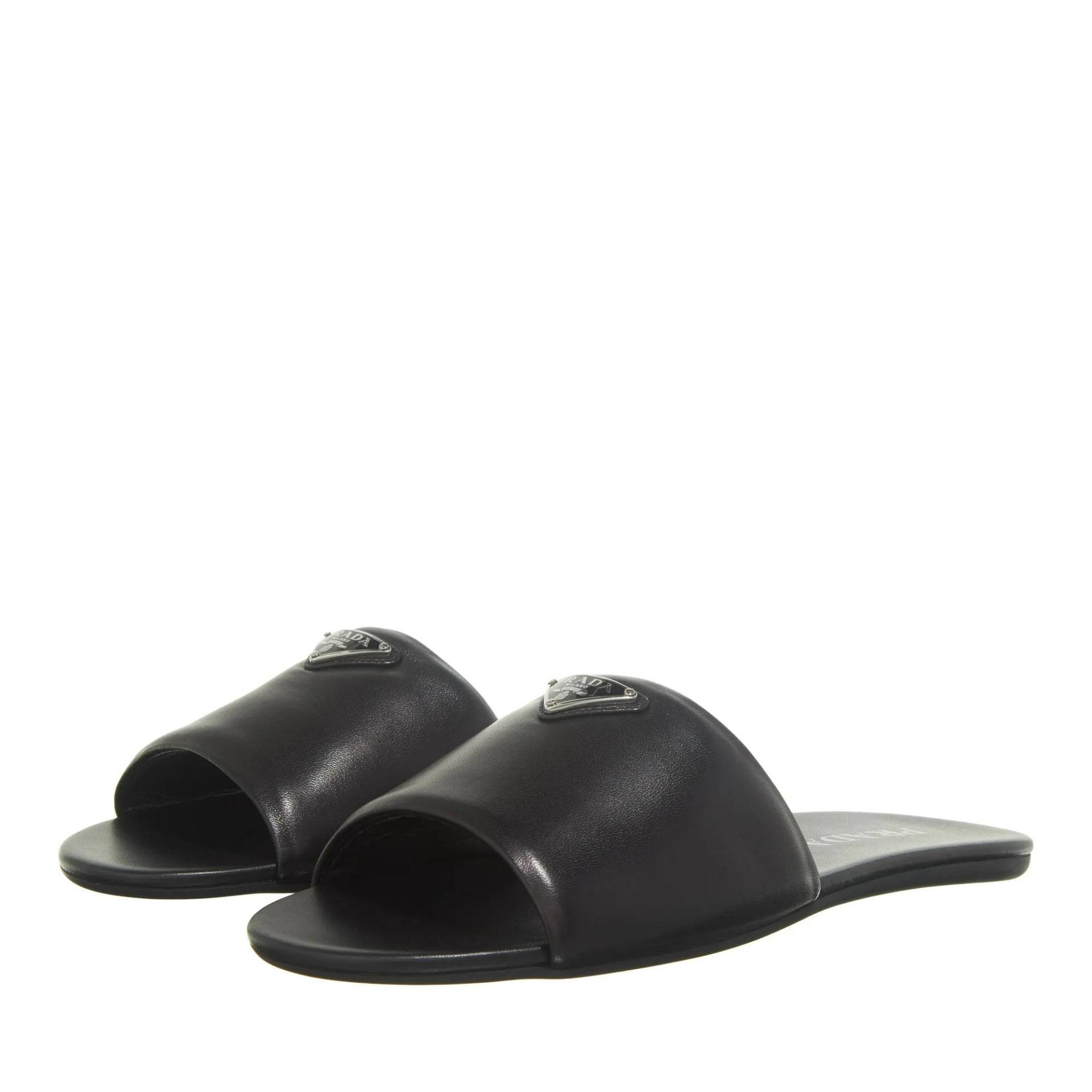 Prada Sandalen - Triangle Logo Slip On Sandals - Gr. 38 (EU) - in Schwarz - für Damen von Prada