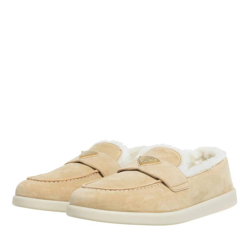 Prada Slipper & Pantoletten - Mocassini Velvet Slipper - Gr. 40 (EU) - in Beige - für Damen von Prada