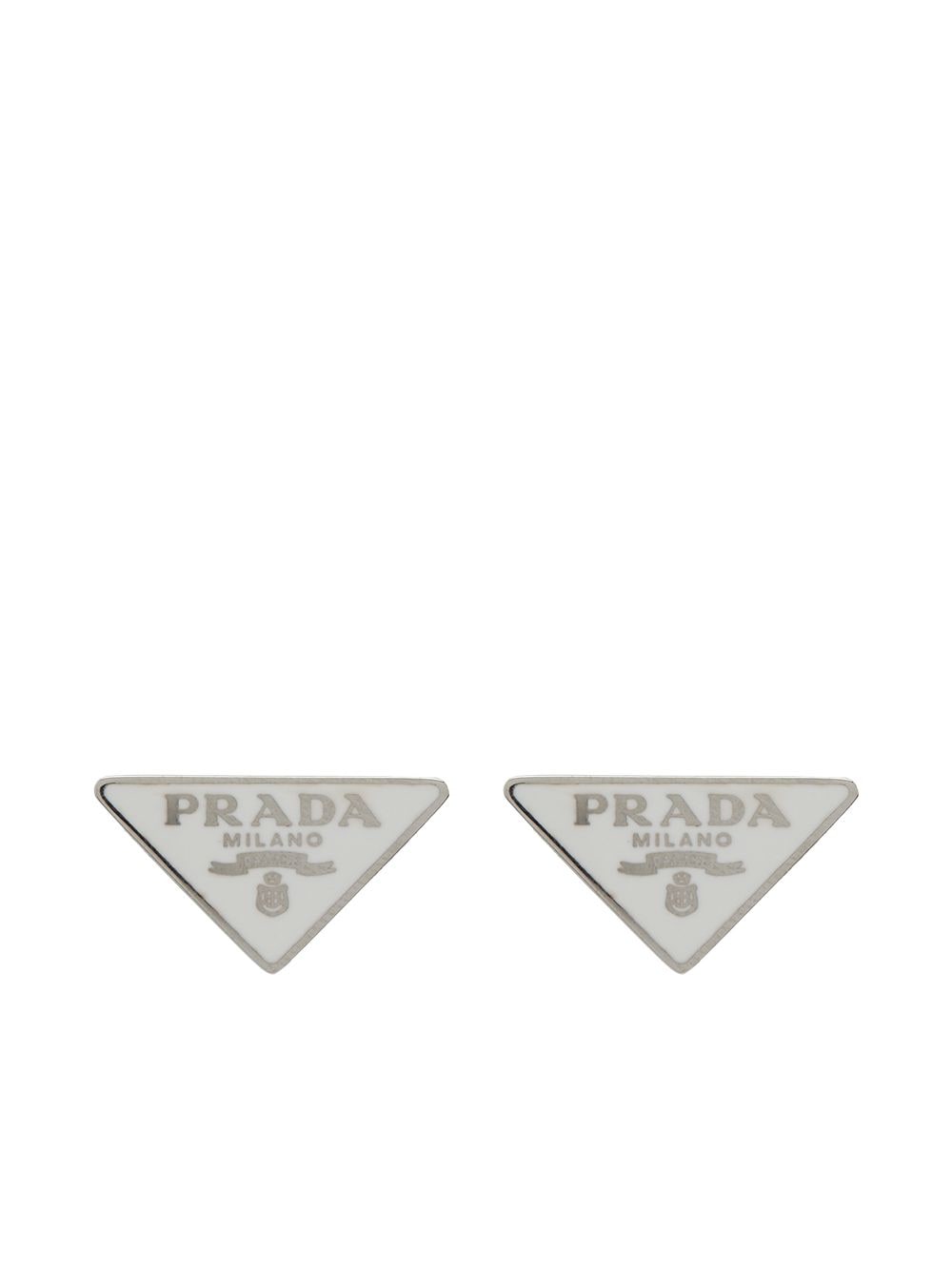 Prada Symbole triangle-logo stud earrings - White von Prada