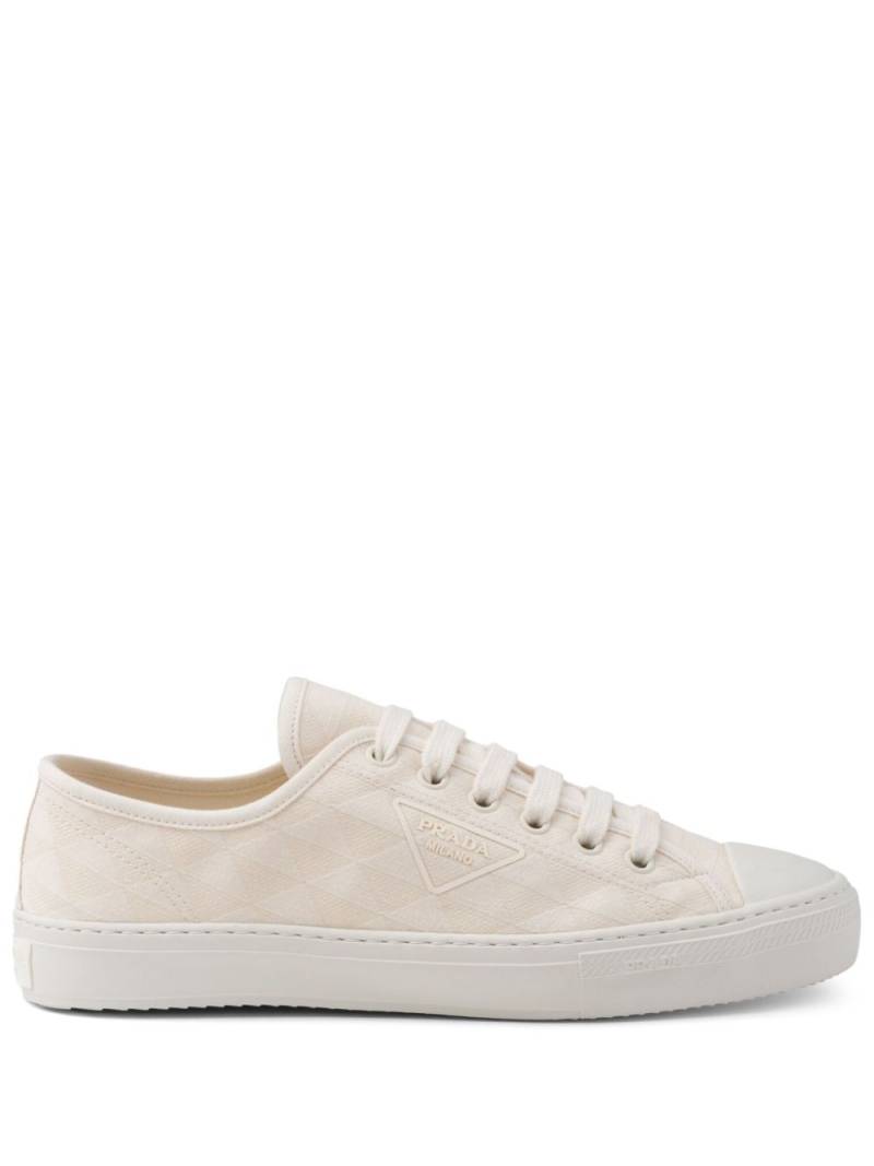 Prada Triangle-logo lace-up sneakers - White von Prada