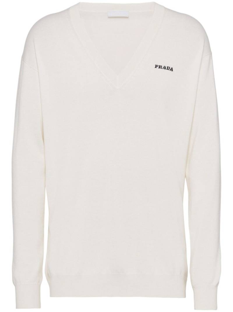 Prada V-neck cashmere jumper - White von Prada