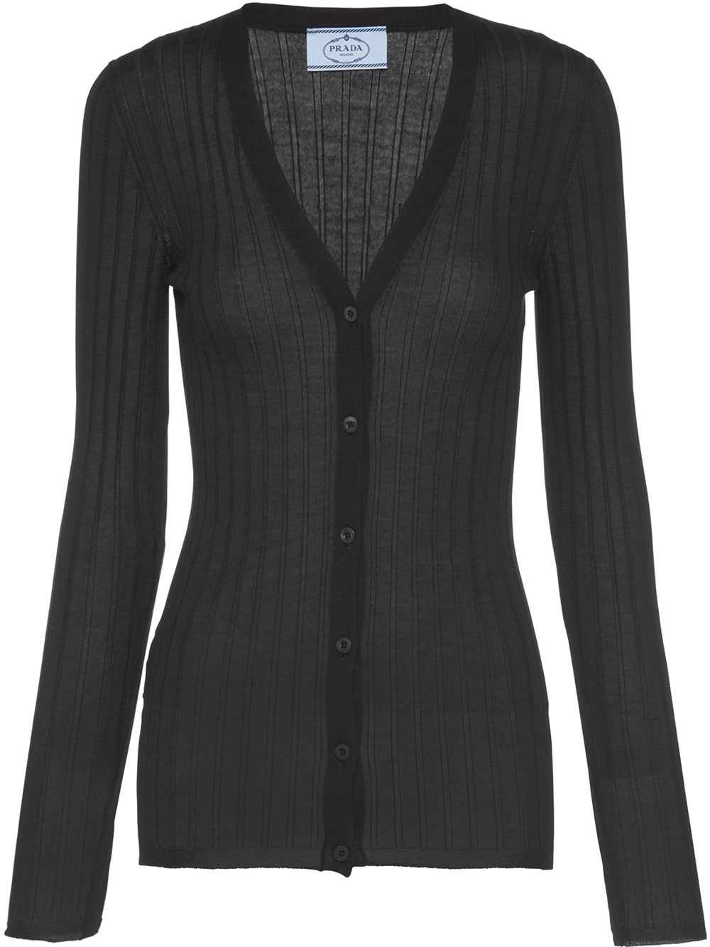 Prada V-neck ribbed-knit cardigan - Black von Prada