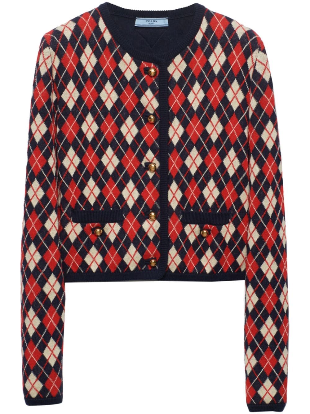 Prada argyle-knit cotton cardigan - Blue von Prada