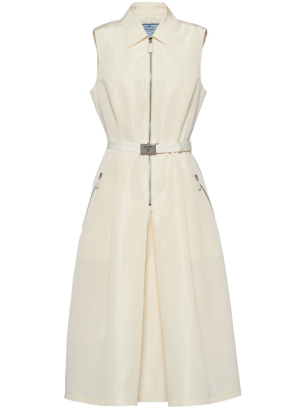 Prada belted faille midi dress - White von Prada