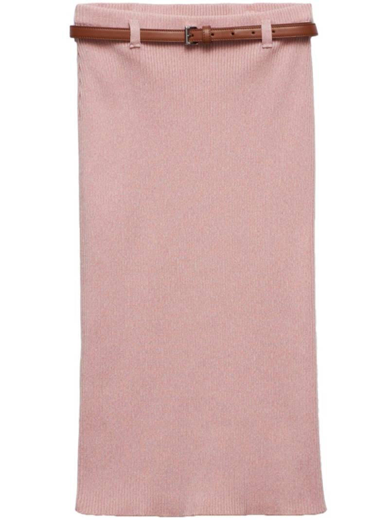 Prada belted ribbed cotton midi skirt - Pink von Prada