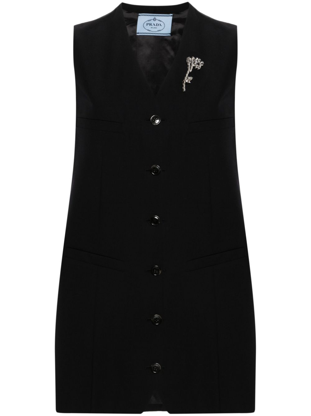 Prada brooch-detail mini dress - Black von Prada