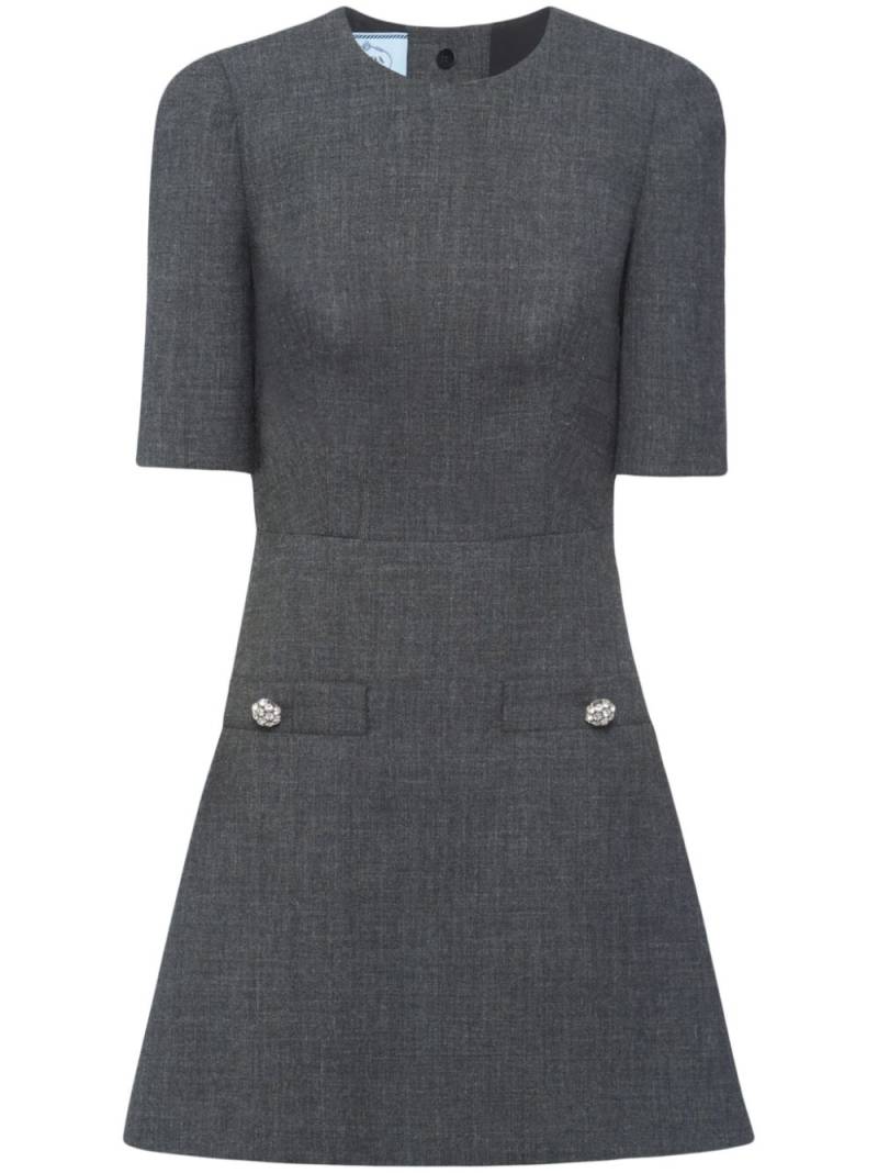 Prada button-embellished virgin wool miniress - Grey von Prada