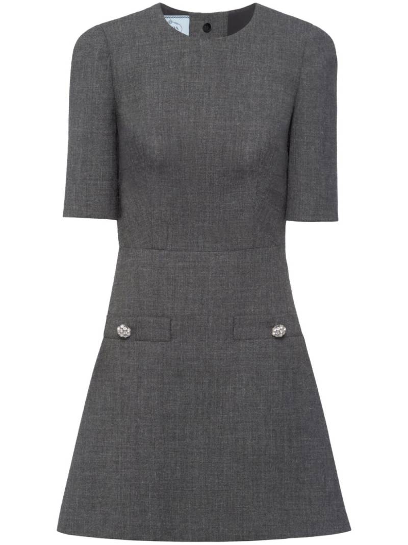 Prada button-embellishment wool minidress - Grey von Prada