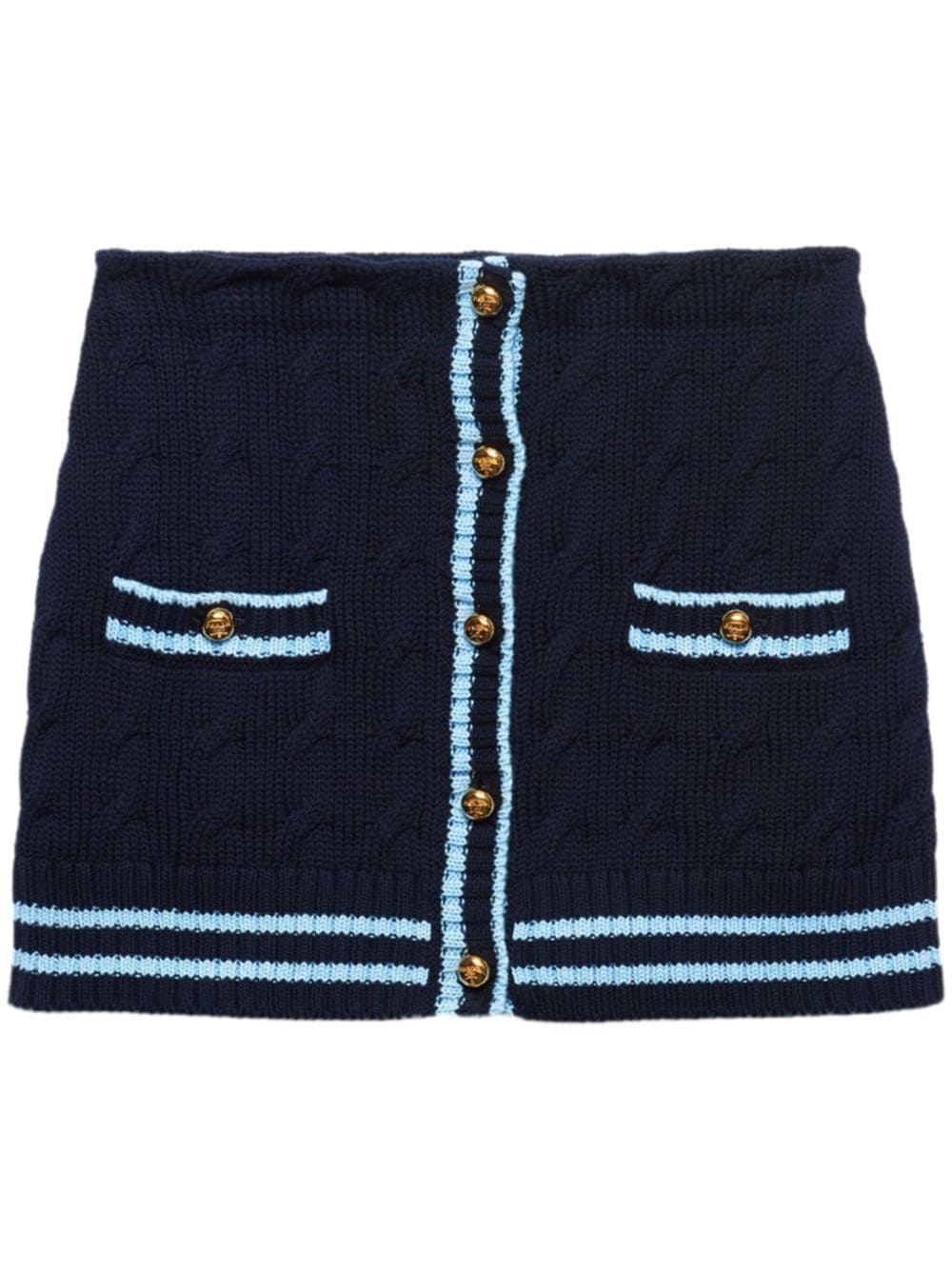 Prada cable-knit cotton miniskirt - Blue von Prada