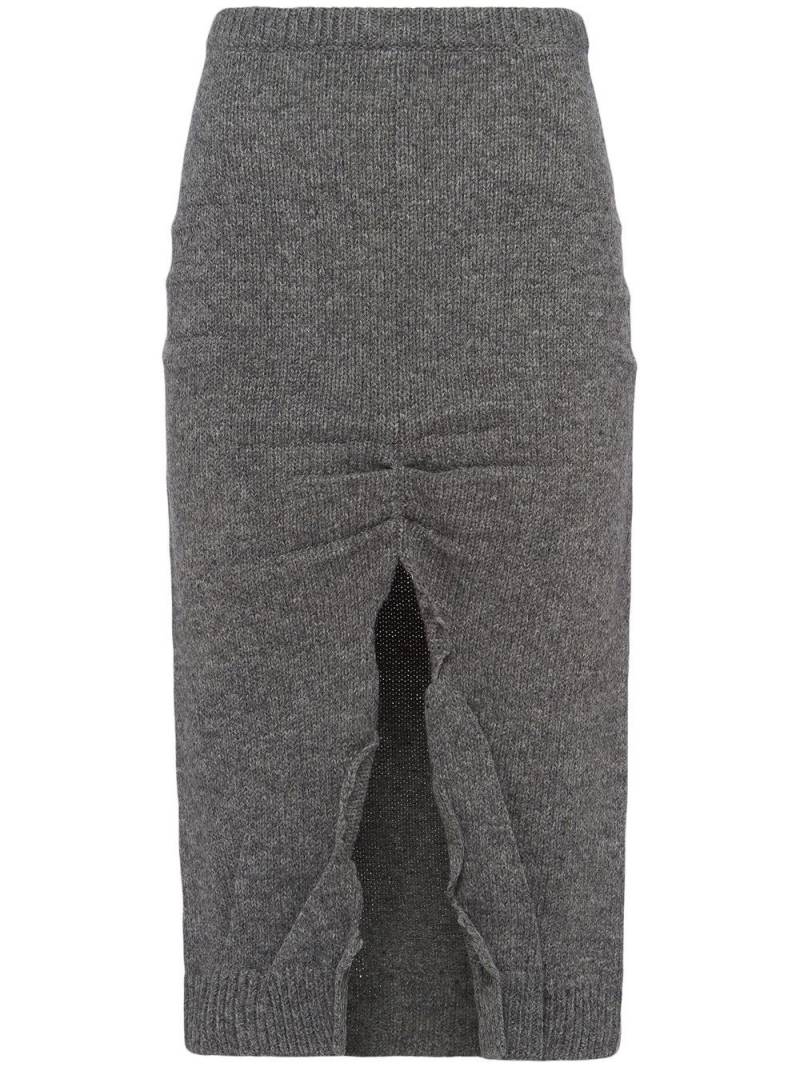 Prada side-split wool-cashmere skirt - Grey von Prada