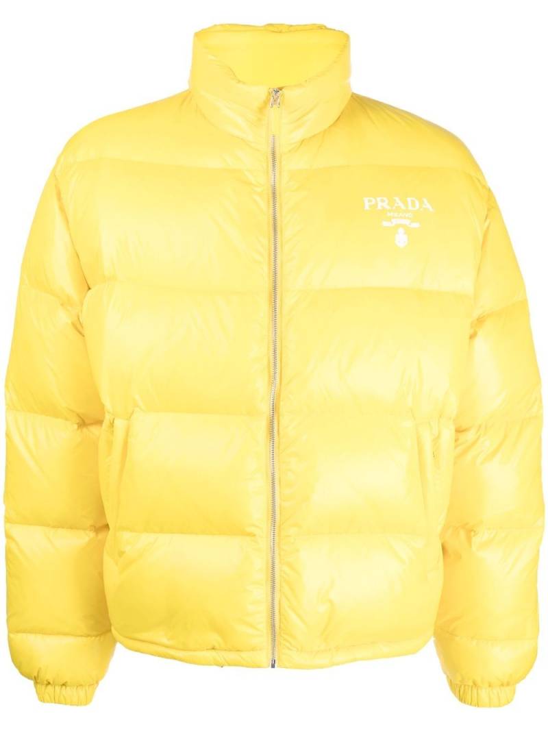 Prada chest logo-print padded jacket - Yellow von Prada