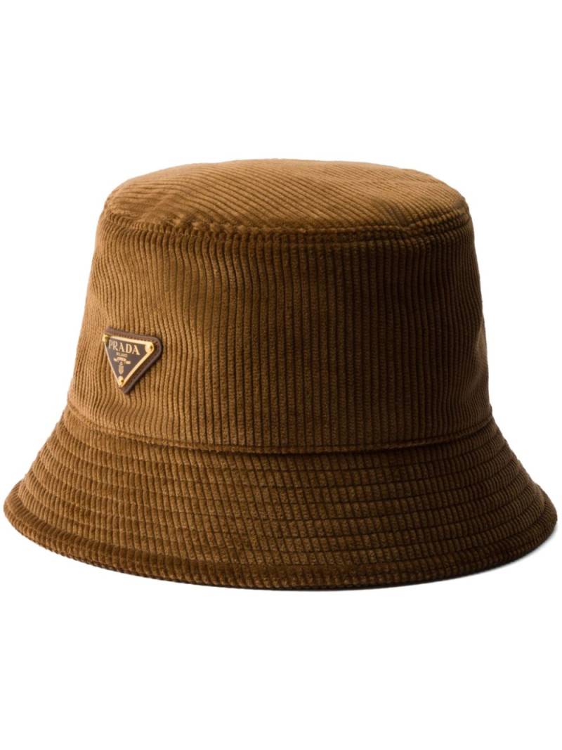 Prada corduroy bucket hat - Brown von Prada