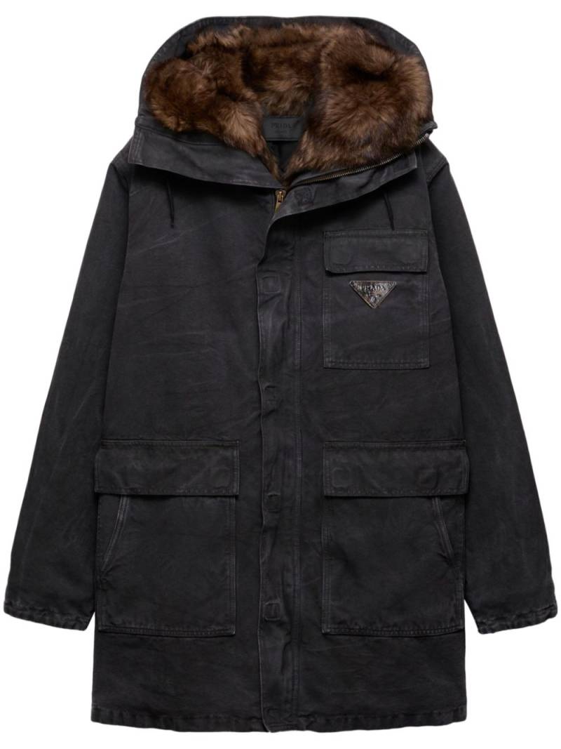 Prada cotton shearling-collar jacket - Black von Prada