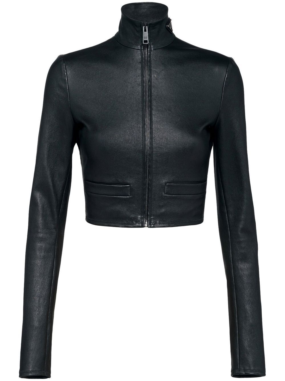 Prada cropped nappa leather jacket - Black von Prada