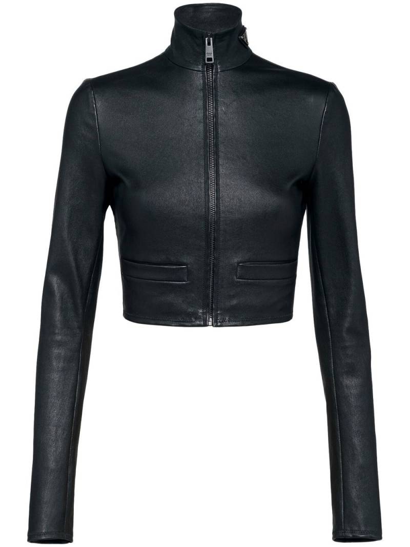 Prada cropped nappa leather jacket - Black von Prada